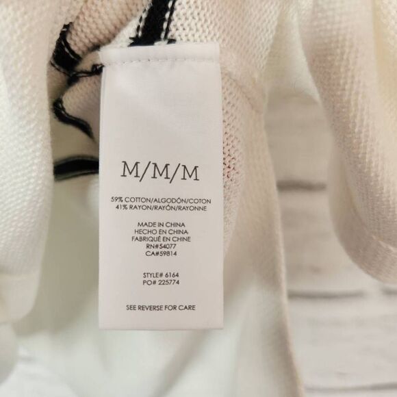 Cabi Knitted Button Up Striped Turnabout Cardigan Sweater White Size Medium 6164 - Picture 13 of 13